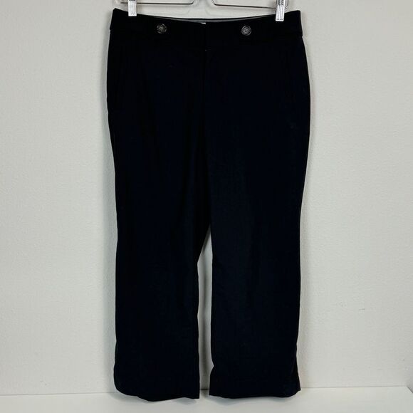 Banana Republic Jackson Fit Black Wool Blend Cropped Trouser Pants 6 Short - Picture 1 of 8